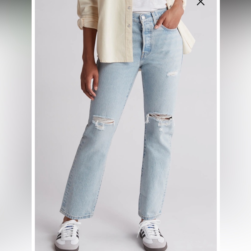 Levi’s 501 Ripped High Waist Straight Leg Jeans - Picture 2 of 7